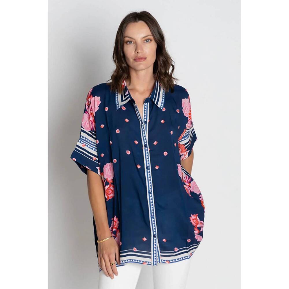 NEW LULA SOUL ladera kaftan shirt in navy